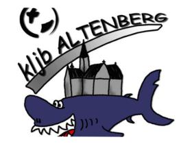 Fisch vor Dom und Schriftzug kljb Altenberg