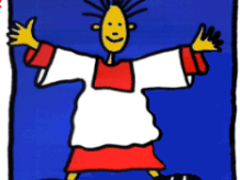Ministrantenskizze mit blauem Hintergrund