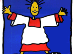 Ministrantenskizze mit blauem Hintergrund