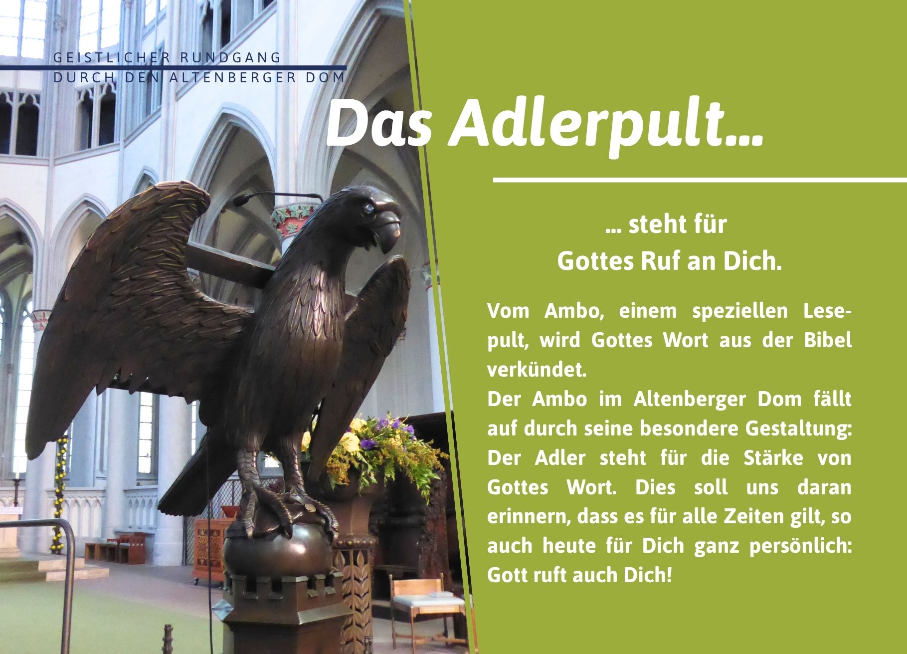 Bild und Impulstext zum Adlerpult im Rahmen des Geistlichen Rundgangs