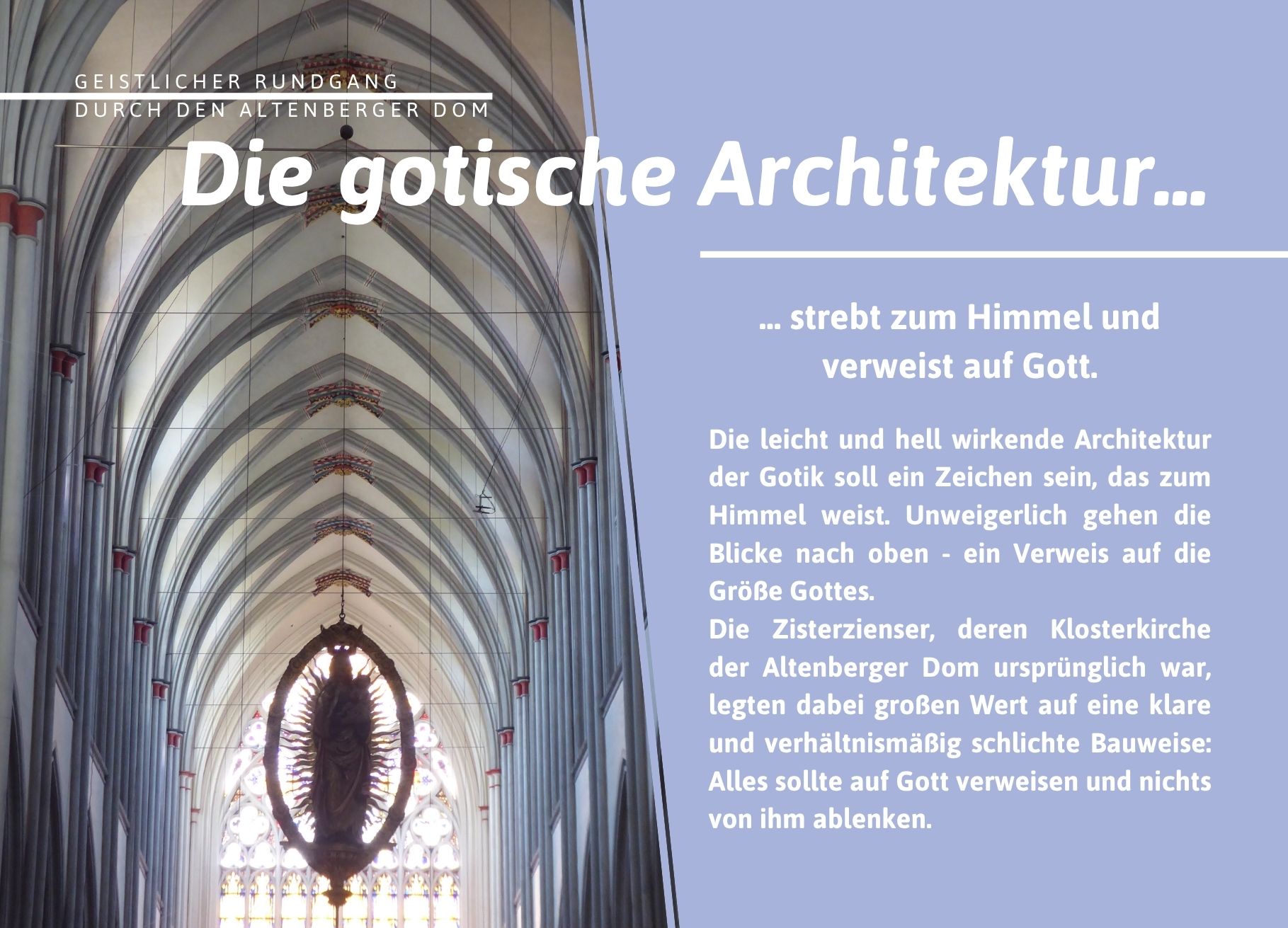 Bild und Impulstext zur gotischen Architektur im Rahmen des Geistlichen Rundgangs