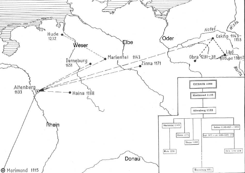 Filiationskarte der Abtei Altenberg Nach A. W. Wywra