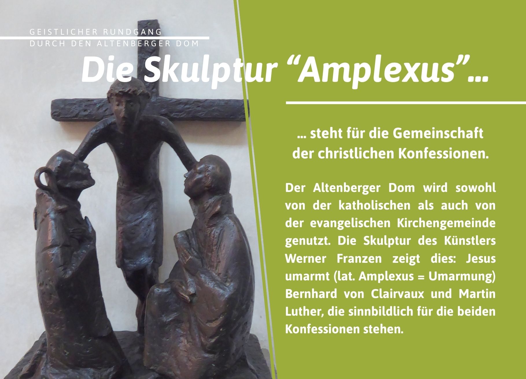 Bild und Impulstext zur Skulptur 'Amplexus' im Rahmen des Geistlichen Rundgangs