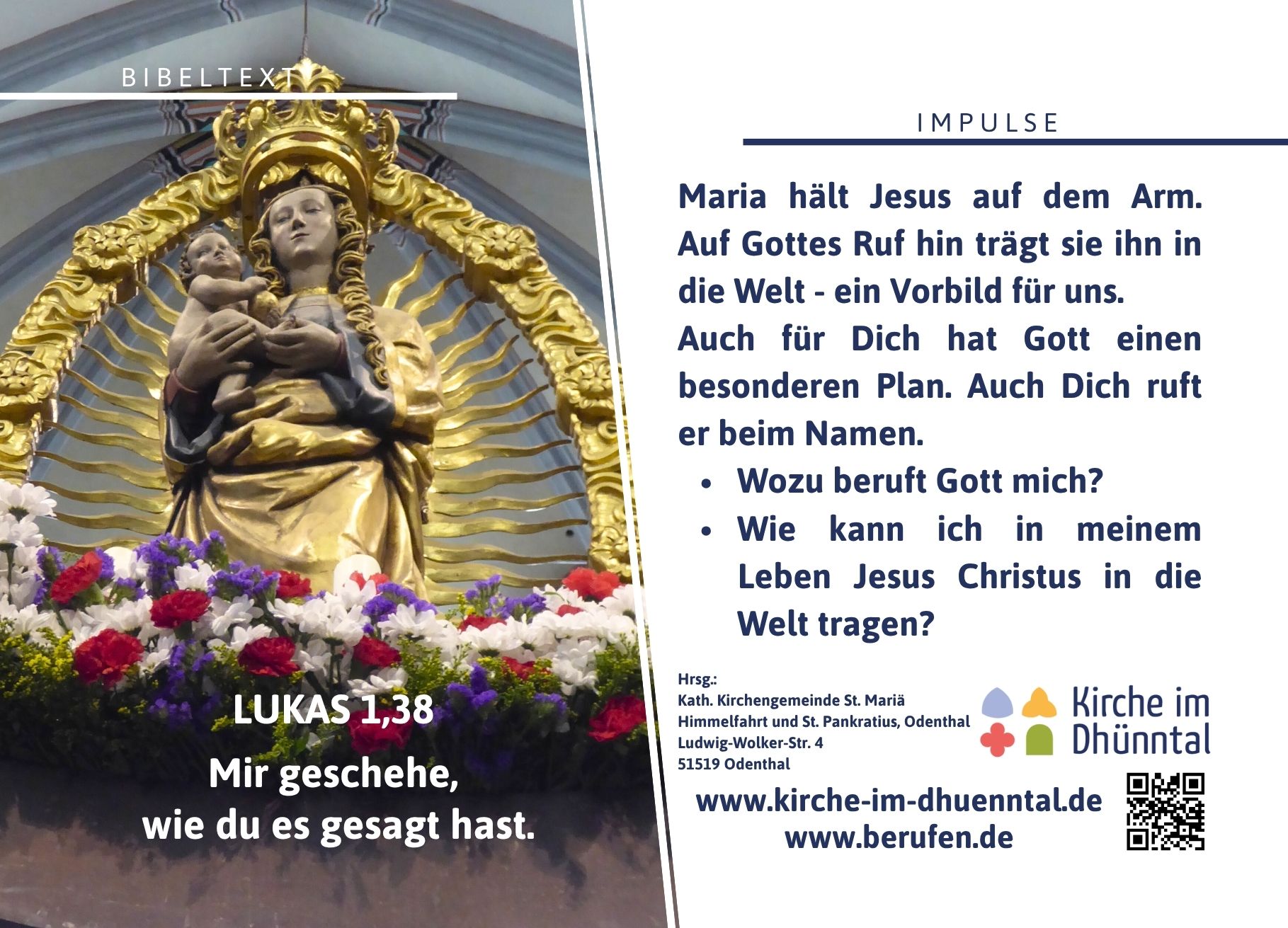 Bild und Impulstext zur Strahlenkranz-Madonna im Rahmen des Geistlichen Rundgangs