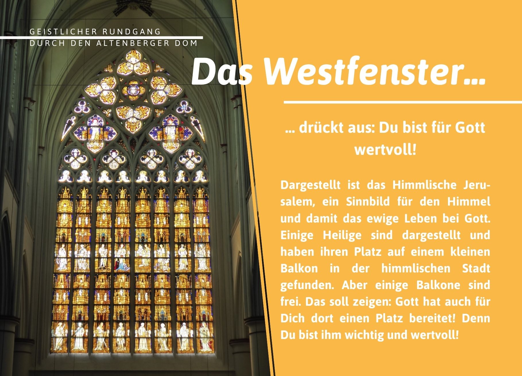 Bild und Impulstext zum Westfenster im Rahmen des Geistlichen Rundgangs