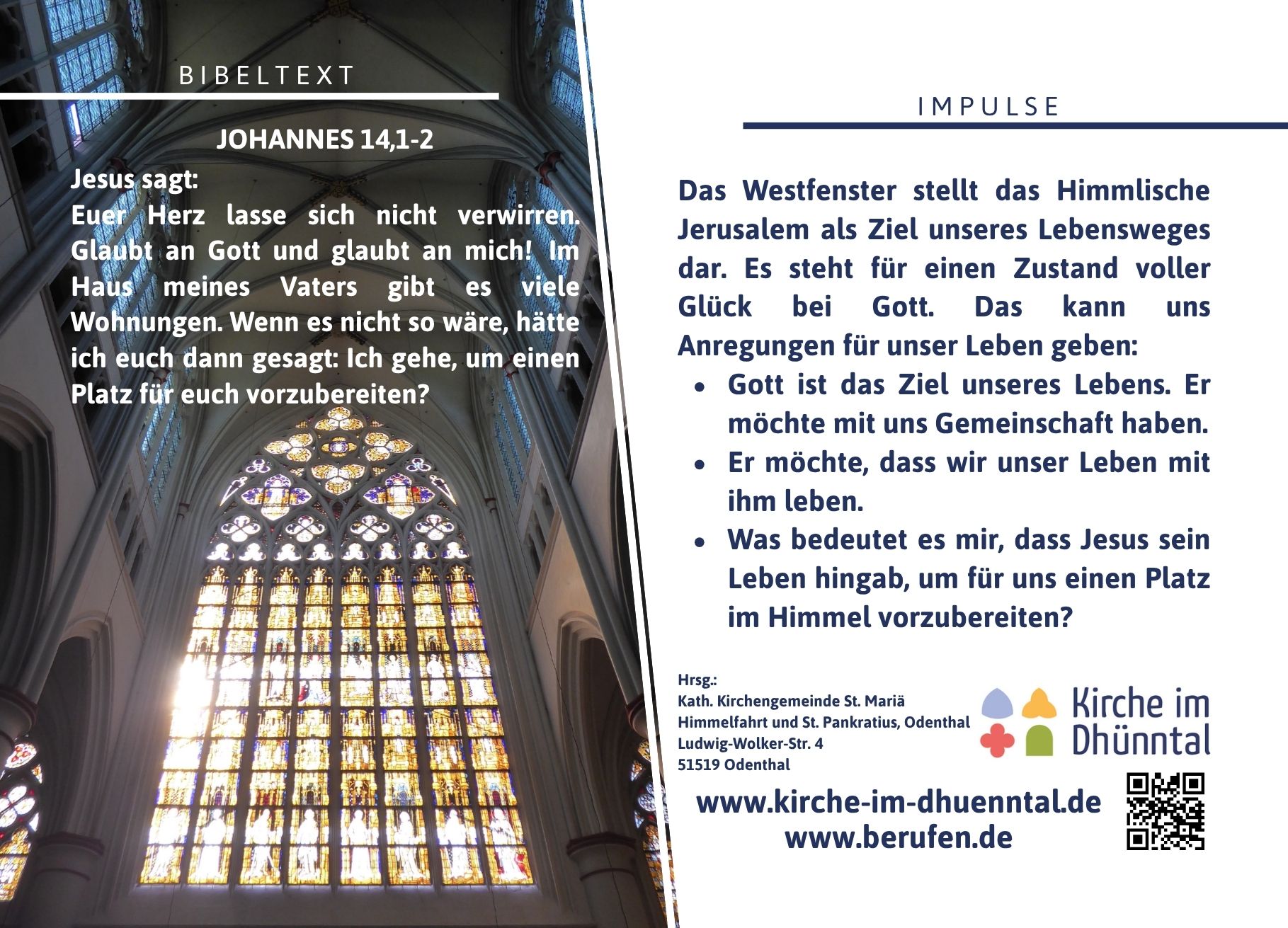 Bild und Impulstext zum Westfenster im Rahmen des Geistlichen Rundgangs