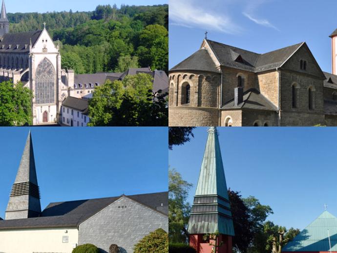 Foto von vier unserer Kirchen im Dhünntal